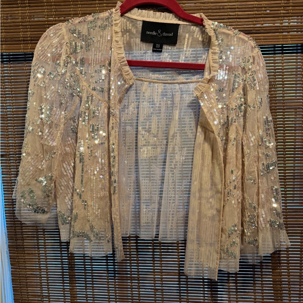 Needle & Thread Sequin Embellished Pink Bolero